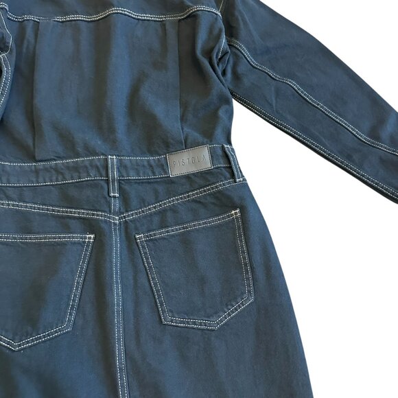 Pistola Amira Denim Midi Dress Vioght Black High Slit Long Sleeve Size Small NWT - Picture 11 of 13